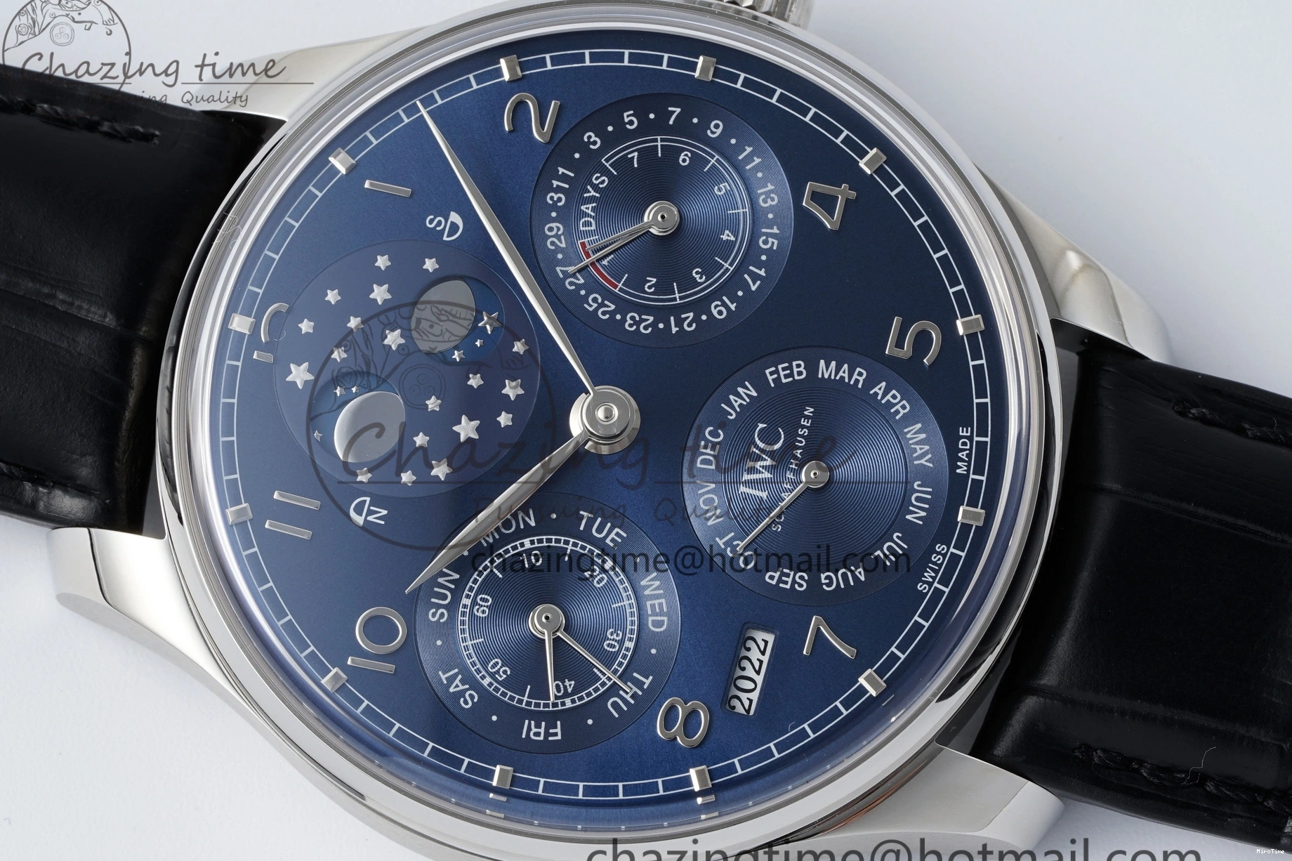 MIROTIME 0522 Bold Portugieser Perpetual Calendar SS 5033 APSF 1:1 Best Edition Blue Dial on Black Leather Strap A52610 Clone 7041